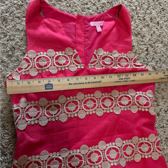 Lilly Pulitzer Augusta Anchor Print Jacquard‎ Lace Trim Shift Dress Size 8 - Picture 11 of 14